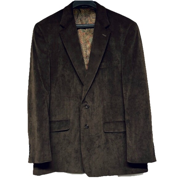 Ralph Lauren 2 Button Brown Thin Line Corduroy Blazer Sports Coat size 44 - Picture 1 of 7